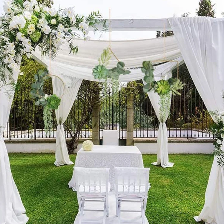 

Wedding Wreath Set of 3 Artificial Succulent Plants with Eucalyptus Leaves Floral Hoop Garland for Wedding Wall Decor