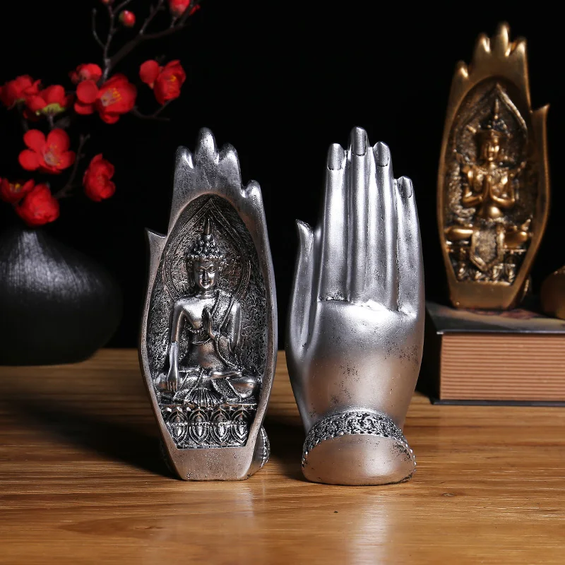 2Pcs Hands Sculptures Buddha Statue Monk Figurine Tathagata India Modern Yoga Nordic Home Decor Office Decoration Accessories | Дом и сад