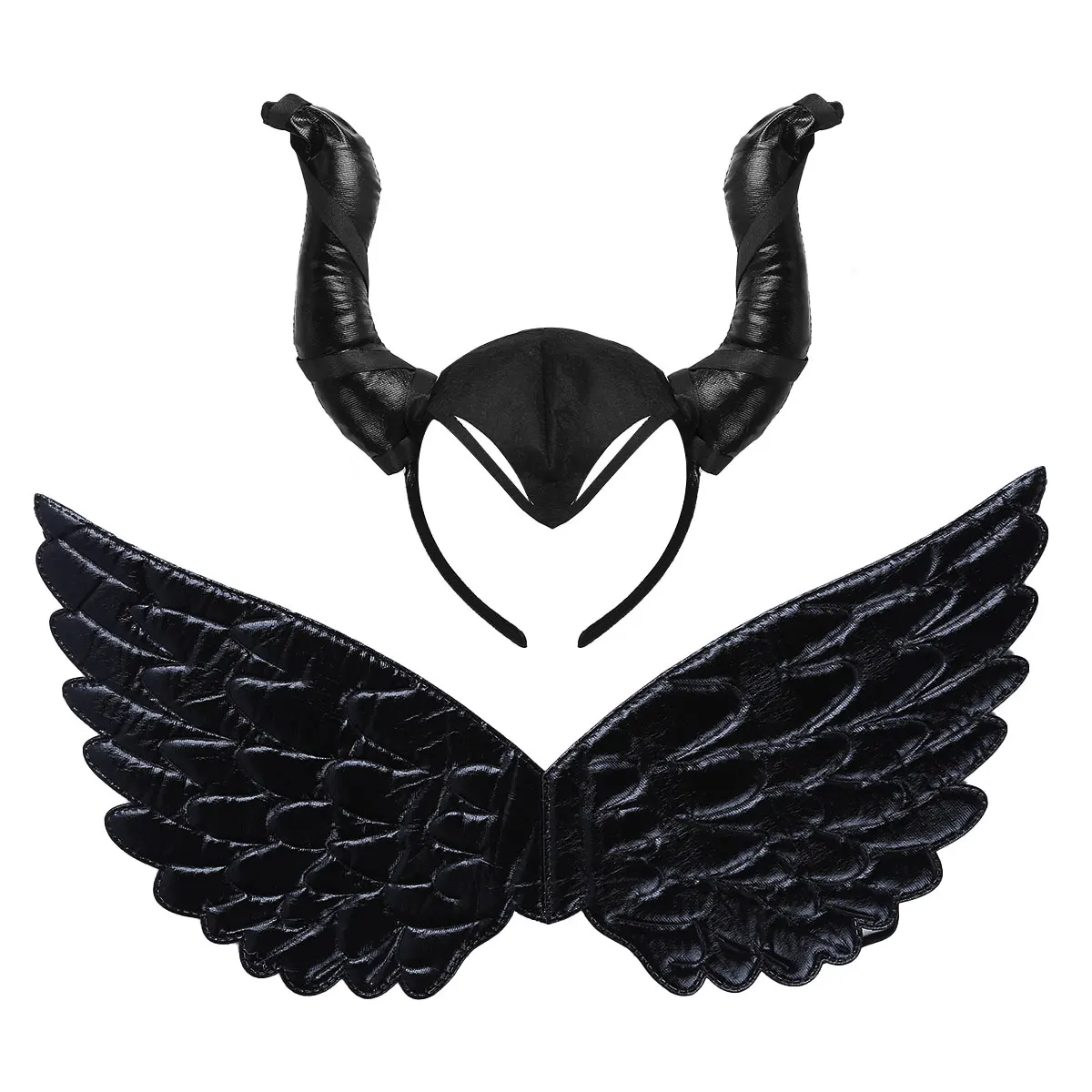 

Kids Girls Costumes Wings Ox Horn Hair Hoop Headdress Headband Hairband Halloween Cosplay Party Performance Costume Dress Up