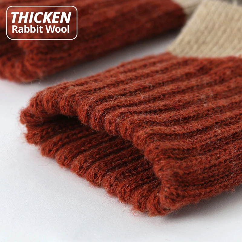 

Socks Women Autumn and Winter New Ladies Rabbit Wool Socks Color Matching Retro Thick Line Women's Socks Thick Warm Ladies Socks