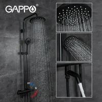 gappo black shower faucets thermostatic bathroom mixer brass faucet thermostat rainfall shower system g2490 6
