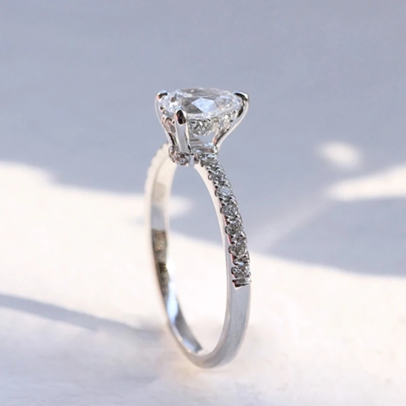 Стерлинговое Серебро 10 к 14 к 0.4ct 4*6 мм капли воды Moissanite кольцо DEF цвет VVS1 обручальное кольцо для женщин