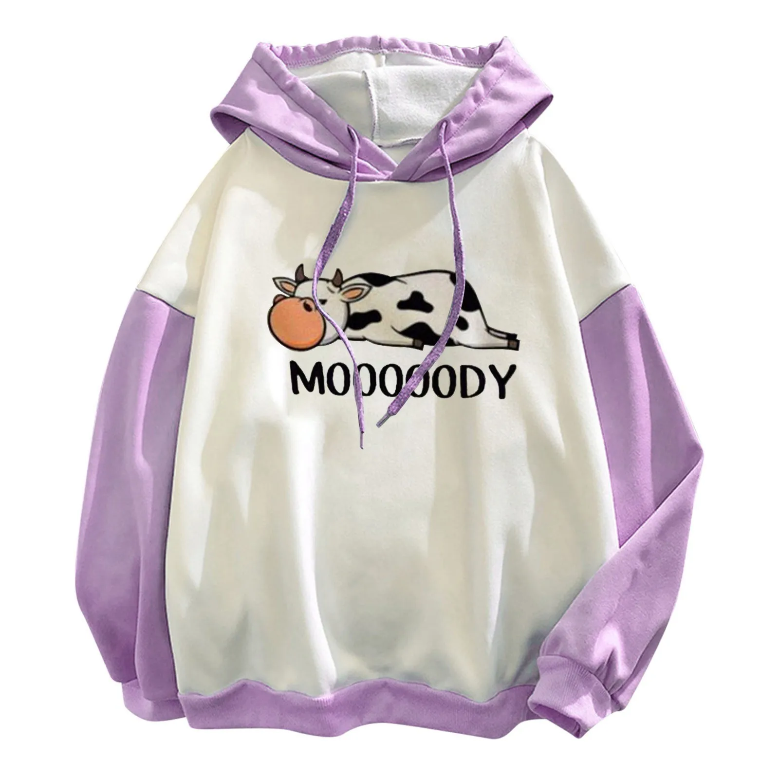 58# Women Autumn Cartoon Print Hoodies Long Sleeve Hooded Sweatshirt Winter Casual Plus Size Fashion Loose Pullover Tops