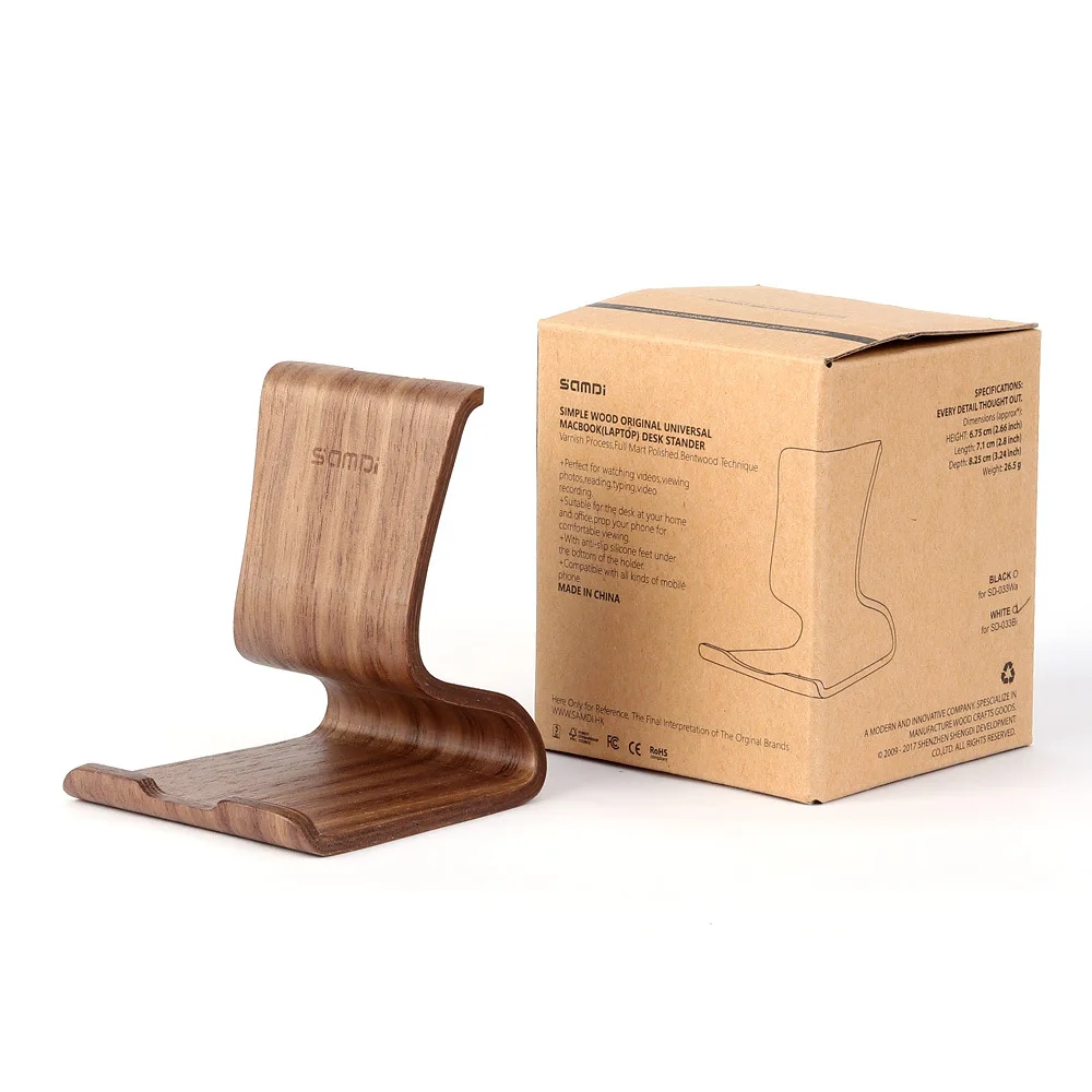 

Birch/Walnut Mobile Phone Stand Wooden Universal Mobile Stand Holder Desktop Bracket for Xiaomi Iphone 11 Huawei Android Phone