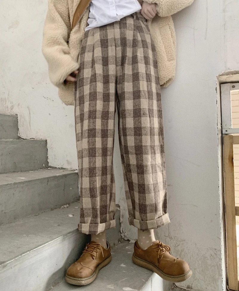 Японские осенние и зимние женские свободные повседневные штаны Vintag Harajuku мягкие