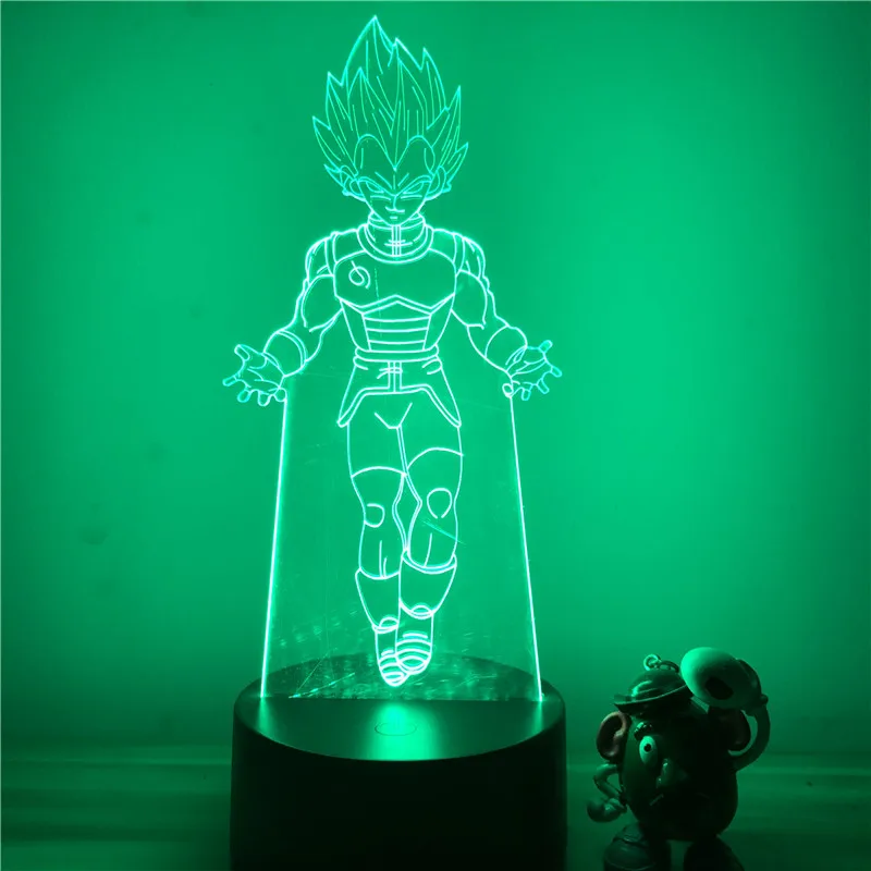 Dragon Ball Z Вегета ГОКу супер сайян, «Жемчуг дракона 3D светодиодный Ночной светильник 7 цветов сенсорный оптический Иллюзия фигурку настольная лампа украшения