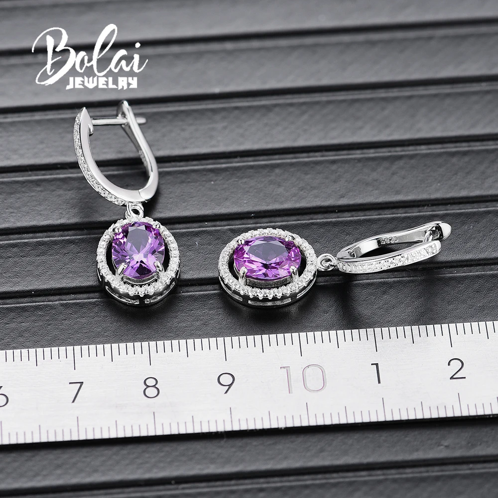 Bolaijewelry 925 серебряная серьга овальной формы 7*9 мм драгоценный камень для изменения цвета элегантный дизайн