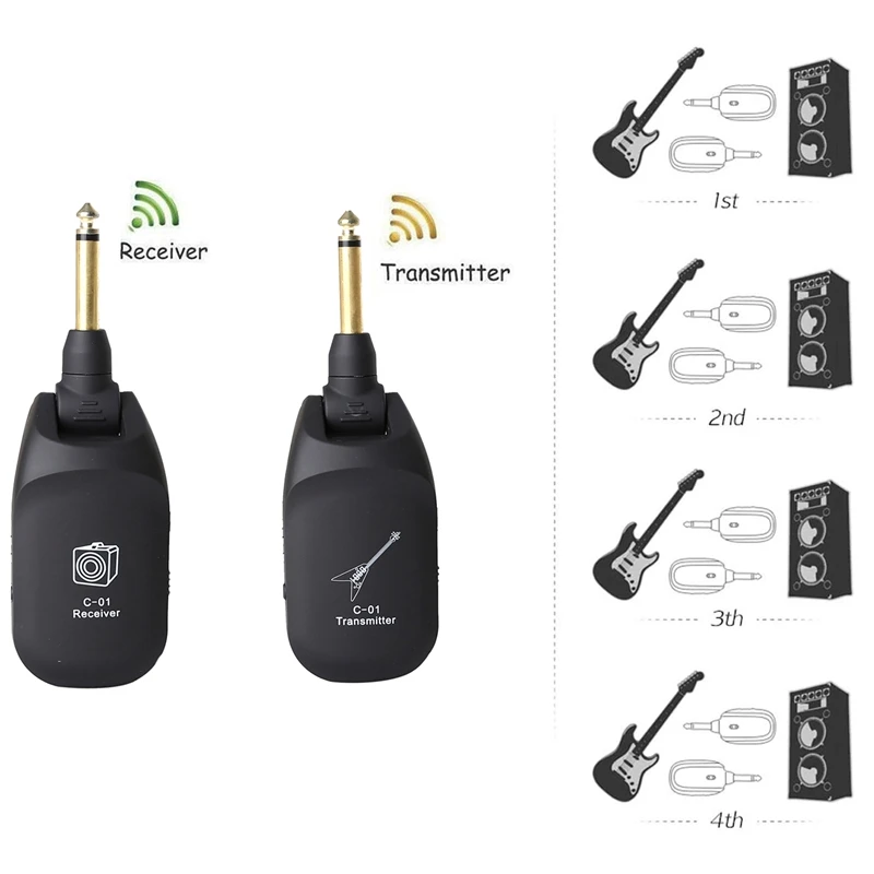 wireless guitar system gebaut in wiederaufladbare 4 kanäle wireless gitarre sender empfänger für elektrische gitarre bass free global s