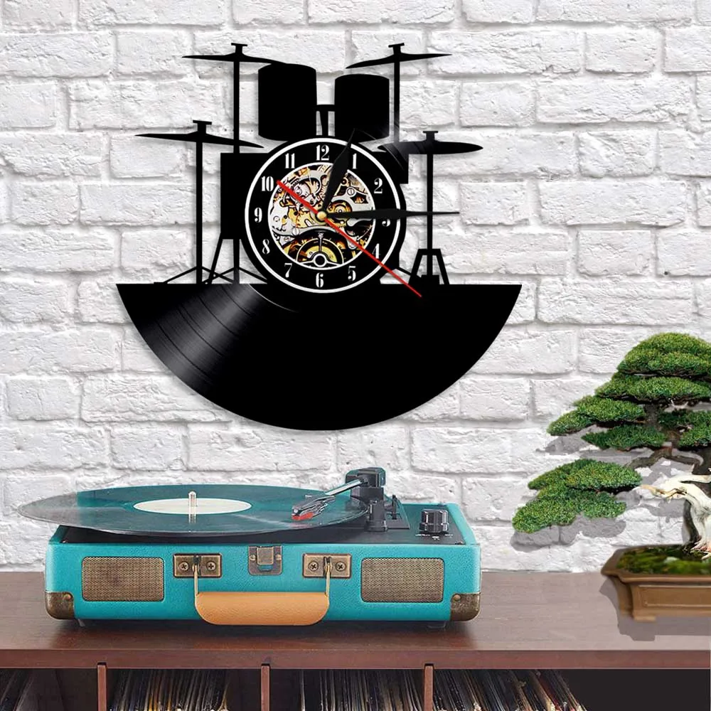 Барабанный комплект Ретро виниловые настенные часы с пластиной LP музыкальный