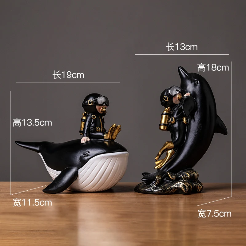 

Korean Creative Black resin diver Figurines Craft Decorative Ornaments Home Living Room desktop Decoration Accessories gift desk