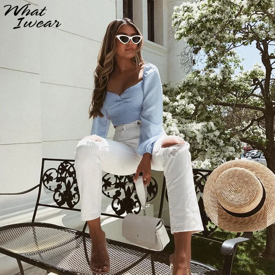 Футболка женская с открытыми плечами Модный облегающий укороченный топ V