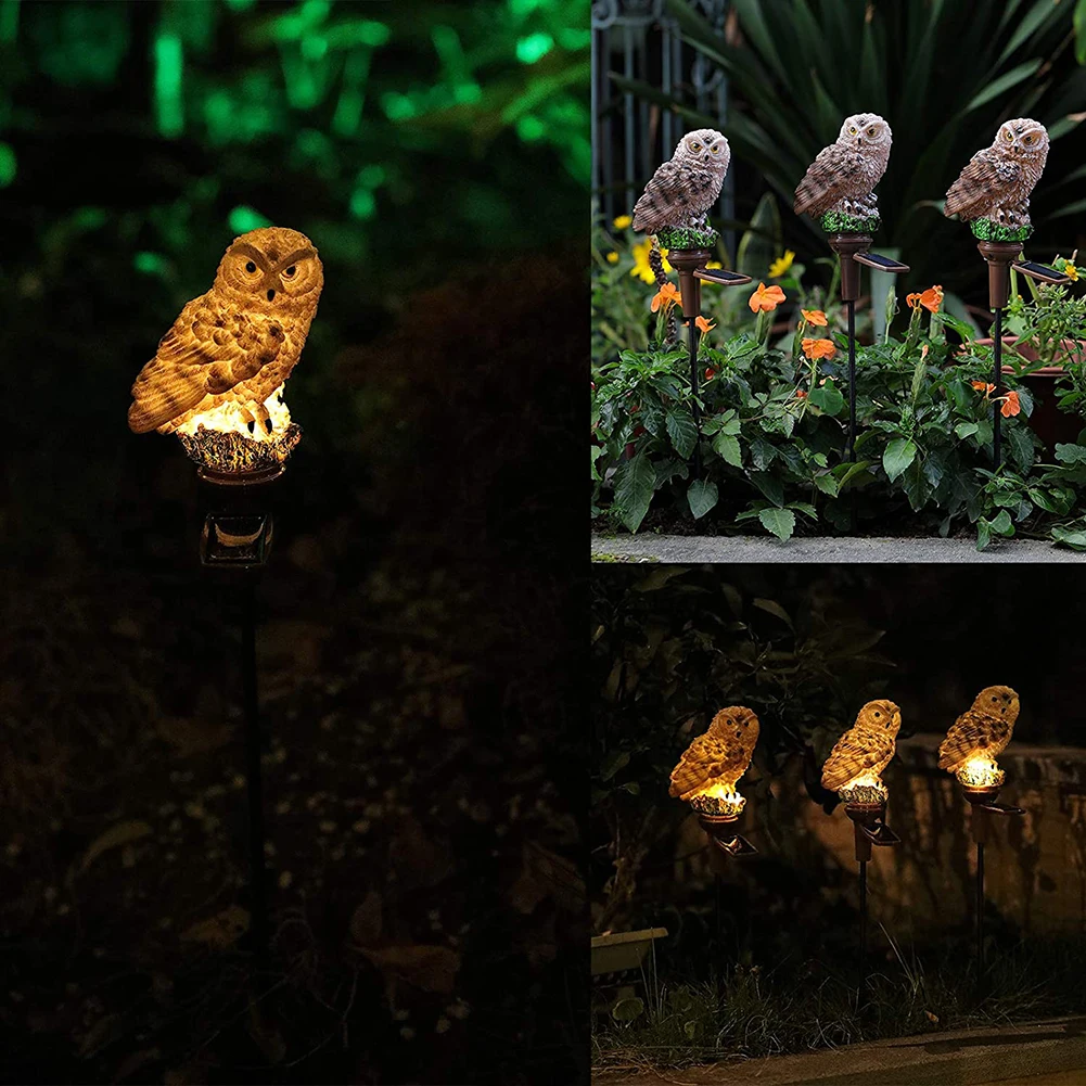 

2pcs Solar Powered Owl Lawn Ground Light LED Lamp Fence Solar Owl Night Lights Landscape Country House Garden Outdoor Decoration