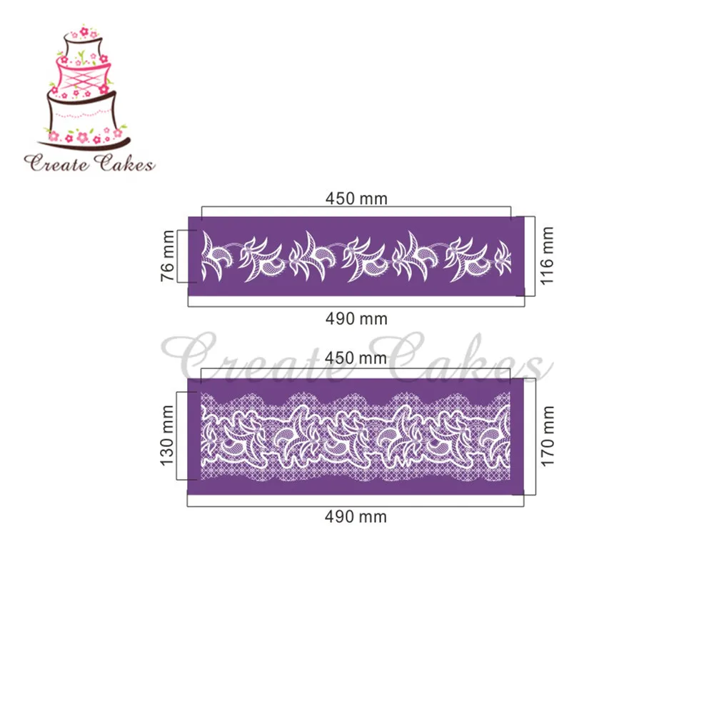 Новый дизайн кружевной боковой трафарет для торта дизайнерский цветочный