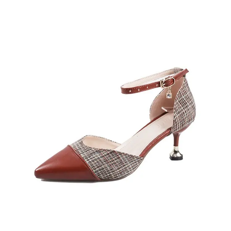 

Spring Shoes 2021 Summer High Heel Sandal for Women New High-heeled Pointed Multicolored Girls Comfort Stiletto Rubber Casual Mi