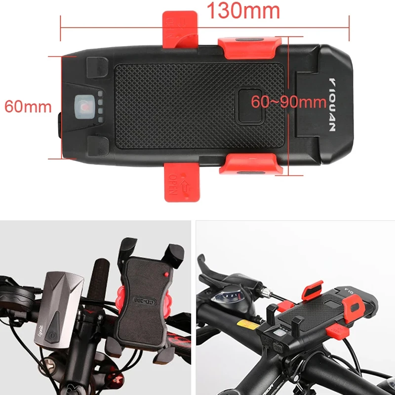 4 in 1 bicycle light front horn lights waterproof bike lantern bike front and rear light set phone support bike accessories free global shipping