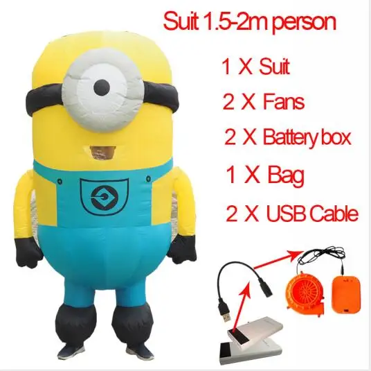 One Eye Minion Костюм Миньона Для Взрослых Надувной Миньон бэймакс Аниме Косплей талисман PIKACHU нарядное платье Хэллоуин миньон костюм для женщин и мужчин - Цвет: One Eye Minion