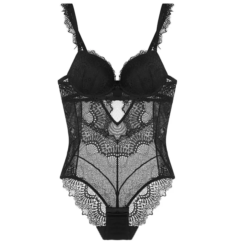 Французский боди Для женщин сексуальный кружевной комплект нижнего белья пуш ап