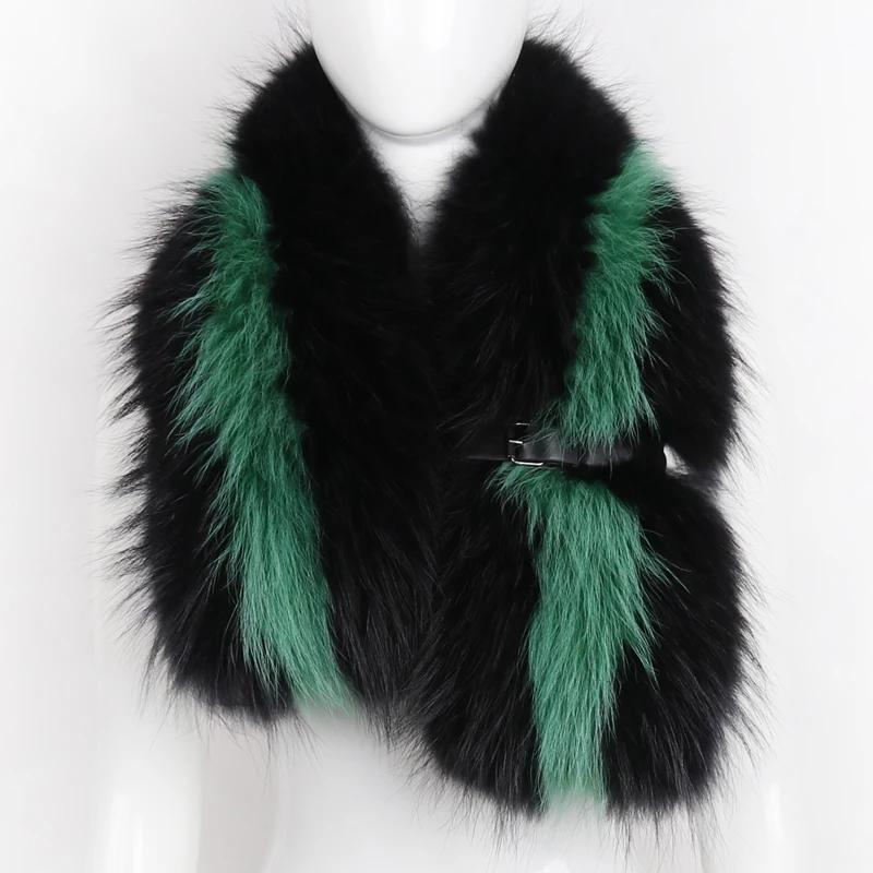 

Женский Длинный шарф из натурального меха енота