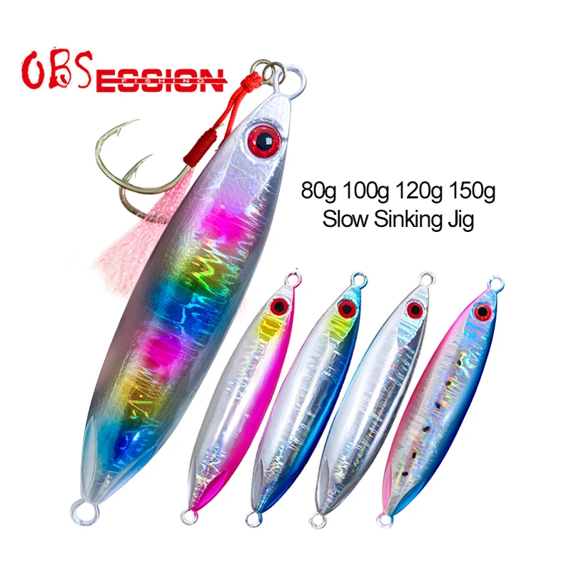 

OBSESSION 80g 100g 120g Hard Metal Jig Spoon Lures Slow Sinking Fishing Lure Casting Jigging Fish Sea Bass Fishing Lure Tackle