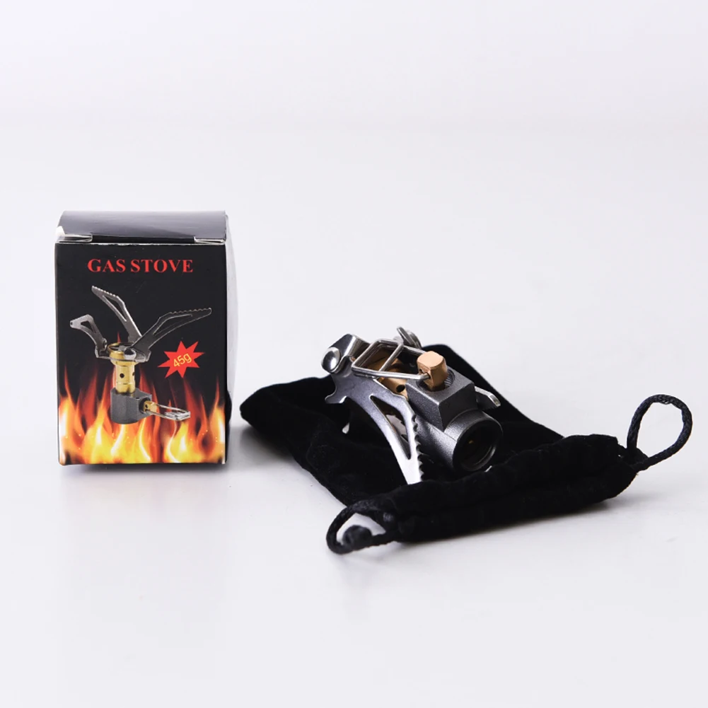 

Super mini 45g outdoor stove head collapsible titanium mini camping stove survival furnace 3000W pocket picnic cooker gas cooker