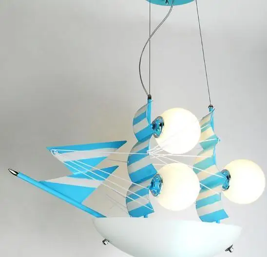 Современный Led мультфильм Синий парусный ребенок кровать комната подвесной