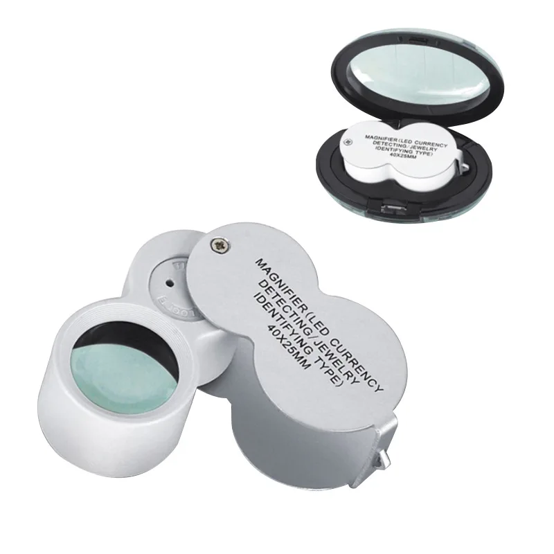 

Portable Handheld Magnifying Glass with LED Light Jewelry Magnifying Glass Folding Model for The Elderly To Read Magnifier 40X