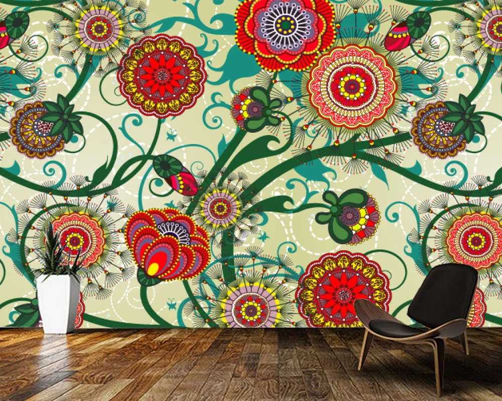 Обои 3d в стиле ретро с красивыми цветами настенные бумаги для гостиной спальни