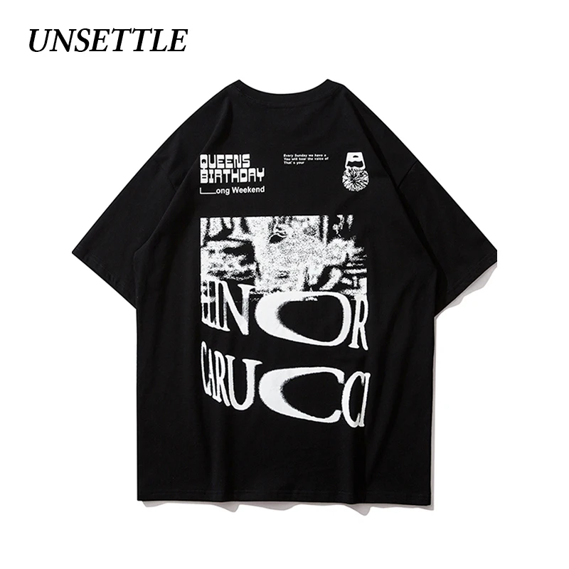 UNSETTLE Мужская/Женская футболка в стиле Харадзюку модная уличная хип-хоп с принтом