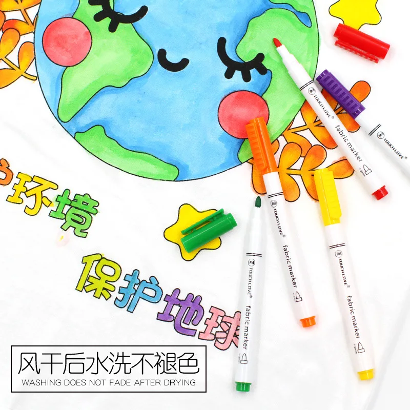 

Fabric Paint Pen Clothe Textile Marker Craft T Shirt Pigment Painting Stationery 8 Pcs/Set
