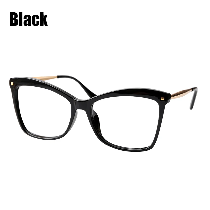 SOOLALA заклепки кошка оптическая рамка для очков женские прозрачные линзы компьютерные очки по рецепту Большие женские очки оптические оправы - Цвет оправы: Black