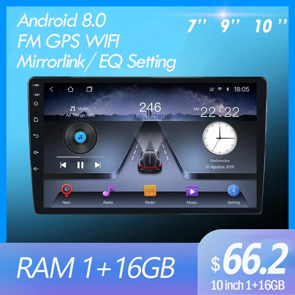 

Автомагнитола 2 din, мультимедийный плеер на Android, с 10 "экраном, GPS, Wi-Fi, Bluetooth, для Toyota, Volkswagen, Hyundai, киа, Renault, Suzuki, 1 ГБ ОЗУ, 32 Гб ПЗУ