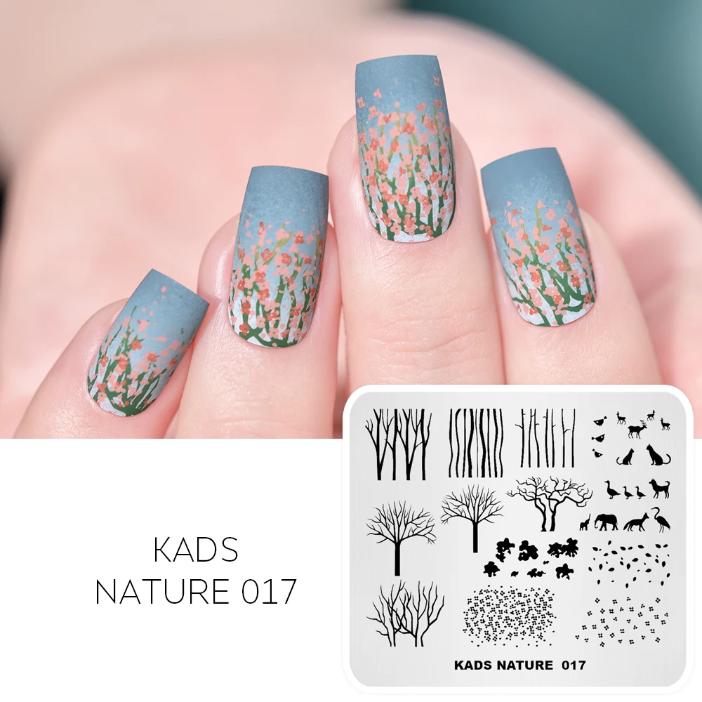1 шт ногтей Stamp Plate природа листья деревьев трафареты изображений штамповка