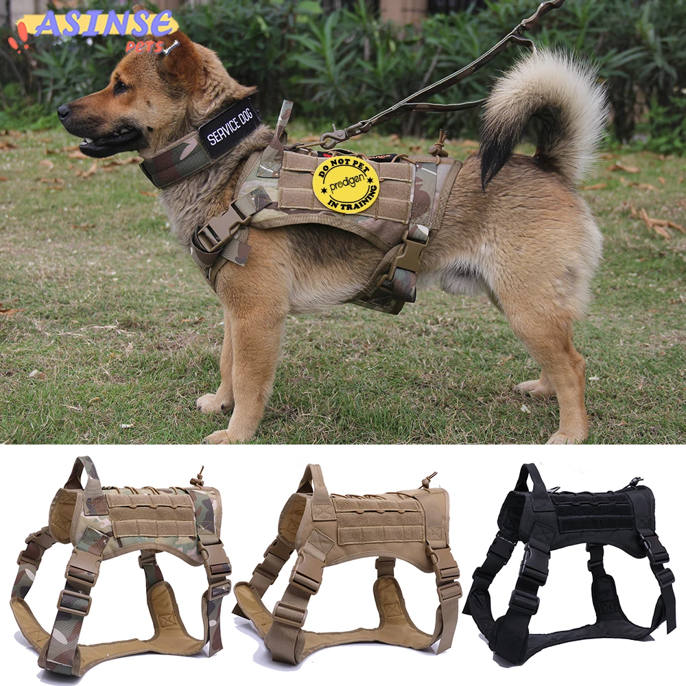 

Military Tactical Dog Harness K9 Working Dog Vest Nylon Bungee Leash Lead Training Running For Medium Large Dogs German Shepherd