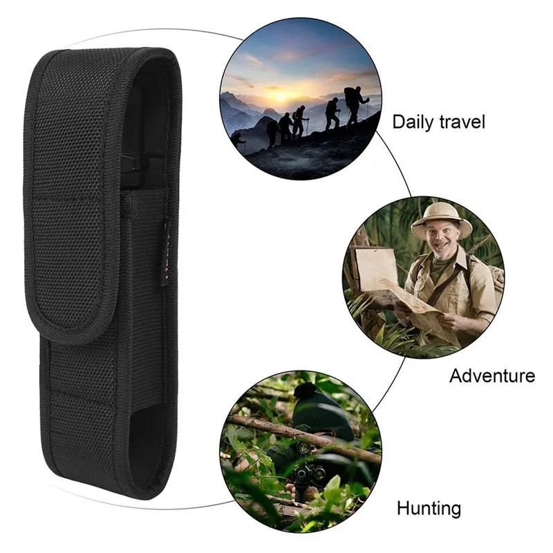 

Tactical Molle Flashlight Pouch LED Torch Holster Belt Carrier Case Camping Traveling with Hook Flashlight Cover Pouch