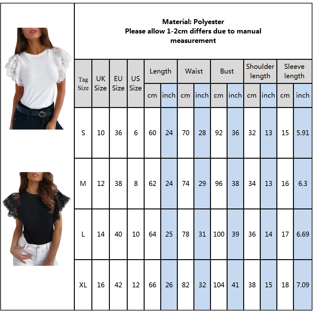 

Women's Lace Short Sleeved Tee Tops Ladies Hot Summer Fashion Solid Color O-neck T-shirts Basic Style Casual Fitness Tees D30