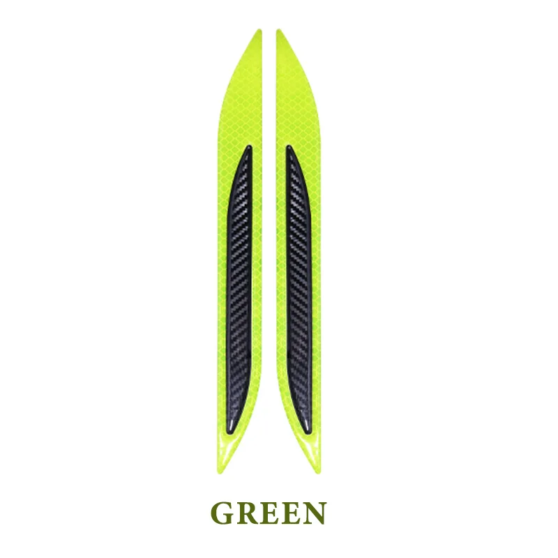 Style A Green 2 шт. 3D автомобиля светоотражающие задние анти-столкновения полосы углеродного волокна бампер полоски Предупреждение льная лента Безопасный отражатель наклейки декор - Цвет: Style A Green