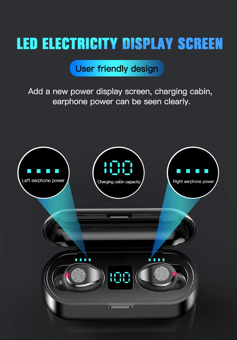 Новинка, беспроводные наушники F9, Bluetooth 5,0, TWS, гарнитура, Hi-Fi, Мини, для занятий спортом, бега, наушники, Поддержка iOS/Android телефонов, HD вызов