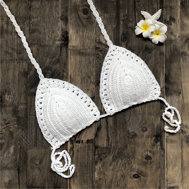 Женский Бикини топ ручной работы вязаный купальник в стиле бохо Бразильский