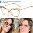 Женские прозрачные очки IVSTA, стразы в оправе кошачий глаз, Бабочка, модный бренд, прозрачные розовые очки по рецепту при близорукости, ретро