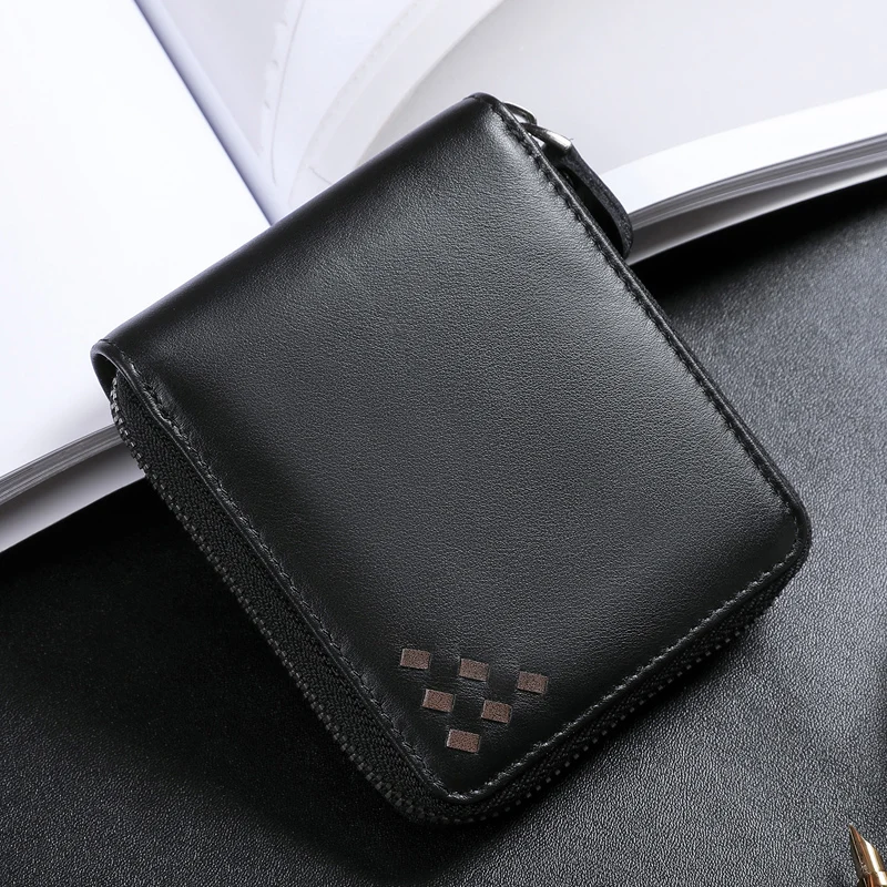 

Wmnuo Vintage Wallet Men Genuine leather Zipper Purse for Male Short Business Credit Multi-card Holder Driver License Two Style