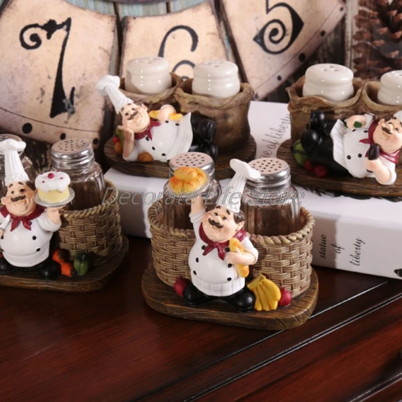 

Crafts Chef Statue Salt Pepper Bottle Holder Statue Pepper Bottle Holder
