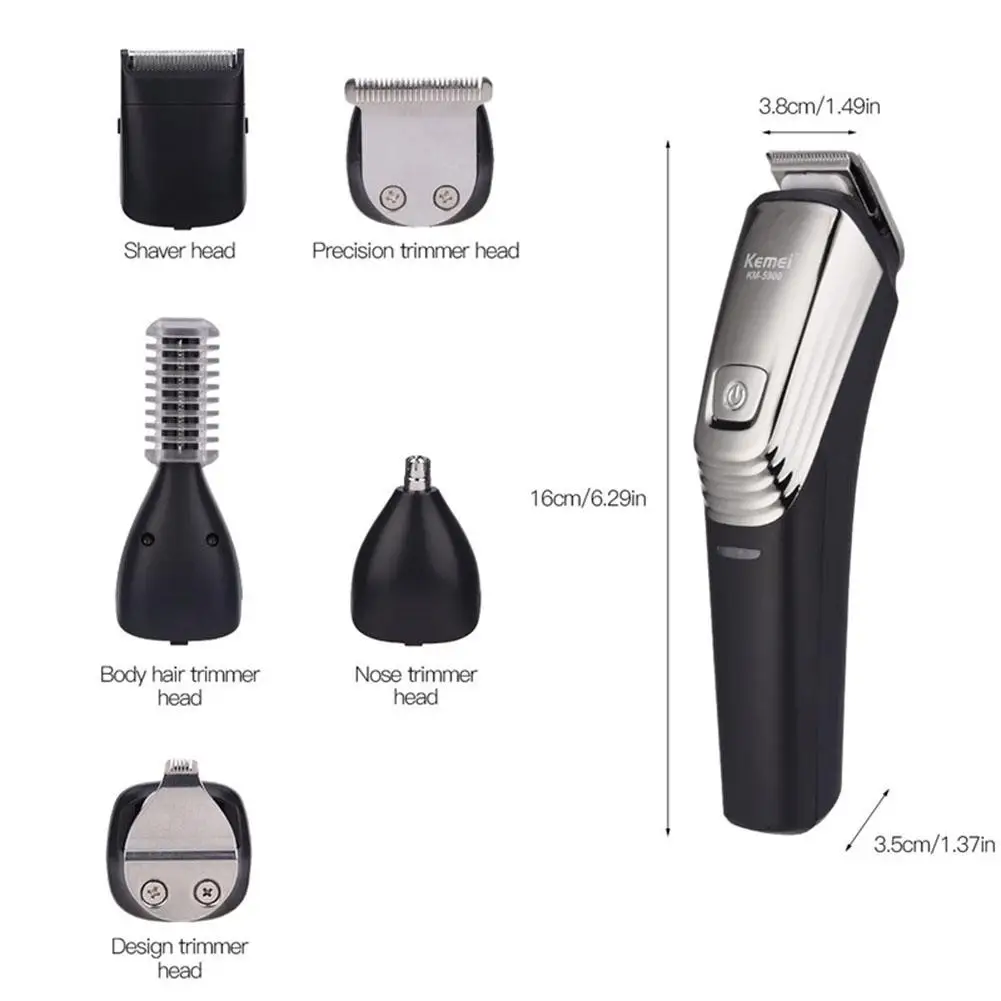 

6 in 1 Men Electric Hair Clipper Multifunction Shaver Washable USB Rechargeable Nose Trimmer Shaving Hair Clipper Trimmer Razors