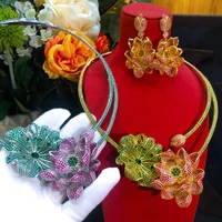 soramoore dubai noble luxury big fine flower 4pcs earrings necklace jewelry set for women romantic bridal wedding jewelry sets
