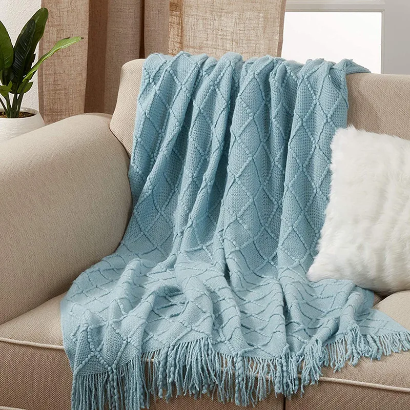 

Soft Luxuries Throw Blankets Woven Soft for Sofa Couch Decorative Knitted Farmhouse Bed and Living Room Fringe Blanket