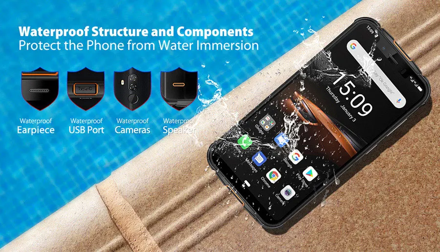 Ulefone Armor 5S 5,85 ''водонепроницаемый IP68 NFC прочный MT6763 Otca-core Android 9,0 4 Гб+ 64 Гб Беспроводная зарядка 4G LTE мобильный телефон