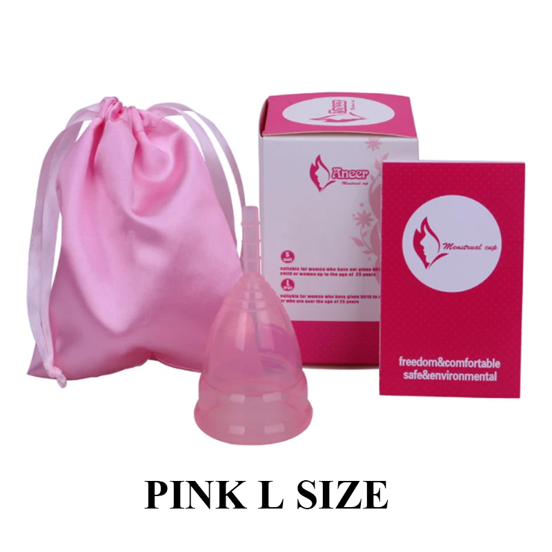 1pc-L-box-Pink 1 шт., медицинская силиконовая менструальная чашка для женщин и женщин, женская гигиеническая менструальная силиконовая чашка, Collector Copita - Цвет: 1pc-L-box-Pink
