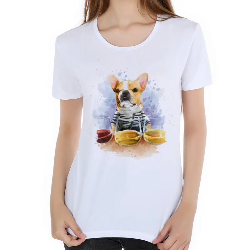 

Dog lovers T-shirts Creative Summer French Bulldog T Shirt Women Casual Short Sleeve Dog Tops O Neck Novelty Hipster Tees