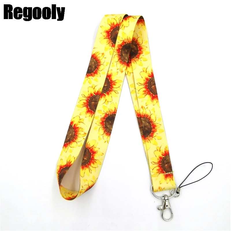 

Sunflowers women Neck Strap Lanyard keychain Mobile Phone Strap ID Badge Holder Rope Key Chain Keyrings cosplay Accessories Gift