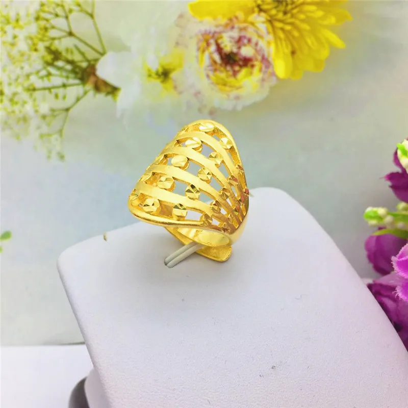 

Luxury Fashion Gold Ring for Women's Wedding Engagement Jewelry Charms Parachute Hollow Design Yellow Gold Hand Jewelry Gifts
