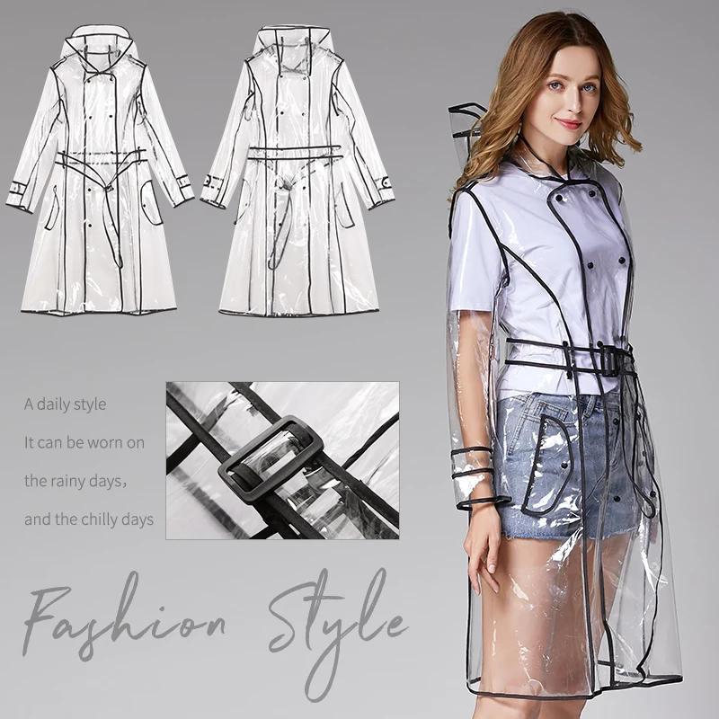 Fashion Transparent Soft Raincoat Bag Belt Long Performance EVA Play Water Suit Adult Student Male and Female Couple Coat 5YY102 | Дом и сад